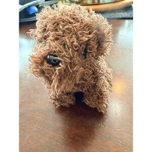 Vintage Brown Shaggy Plush Dog Stuffed Animal With Black Plastic Eyes